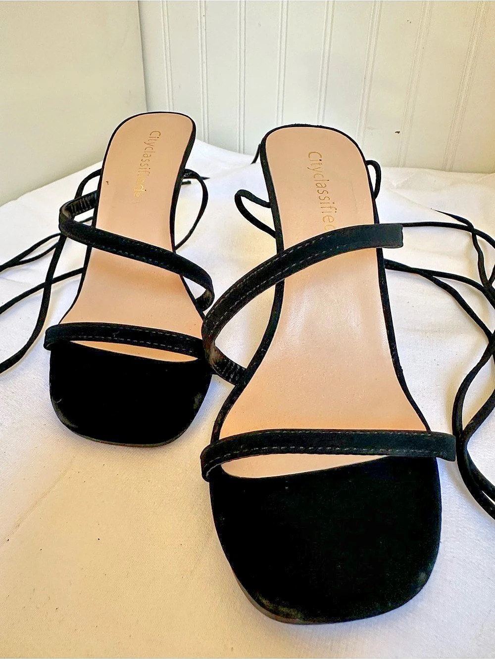 City Classified Black Strappy Heels
